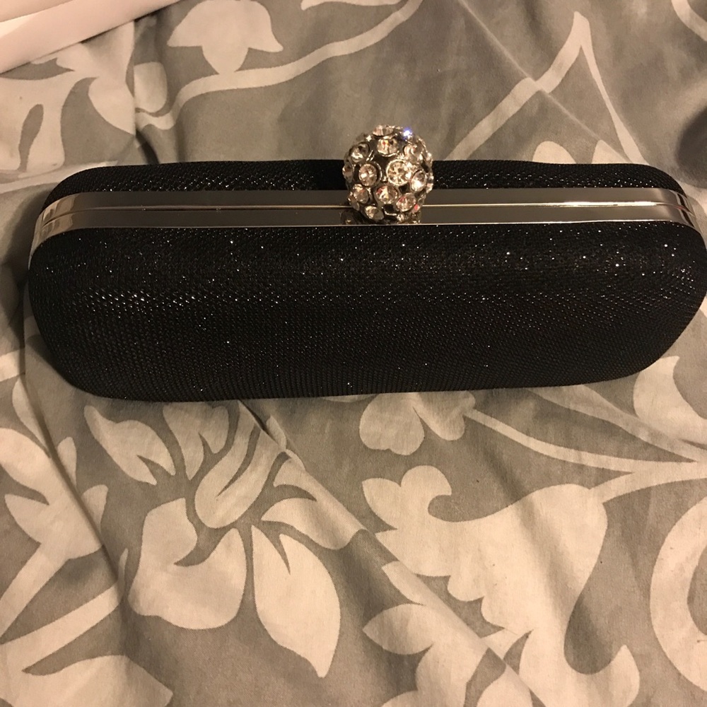 Nina Black Sparkly Clutch Bag